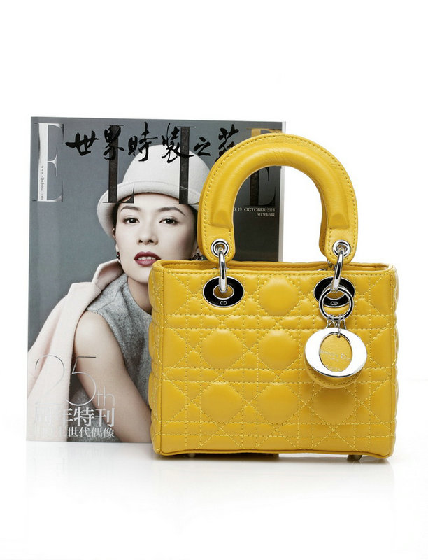 mini lady dior lambskin leather bag 6328 lemonyellow